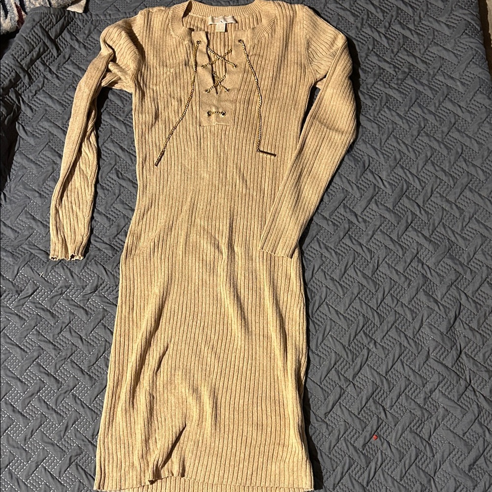 MICHAEL Michael Kors Beige Long Sleeve Dress